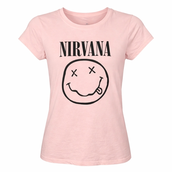 NIRVANA Tops - NIRVANA‎ Light Pink Smiley Tee